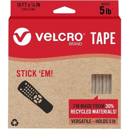Velcro Brand Mounting Tape, Eco, Reusable, 5 lb Cap, 7/8inx10ft , WE VEK30195